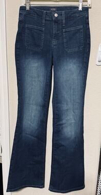 NYDJ Jeans Womens 00 Patch Pockets‎ Hugo Rain Flare Leg Denim